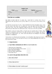 English Worksheet: Test- Family