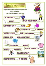 English Worksheet: Idiomatic expressions - LIVE - 