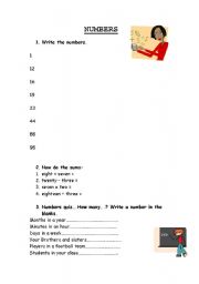 English worksheet: NUMBERS