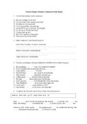 English Worksheet: presnt simple/present continuous/past simple