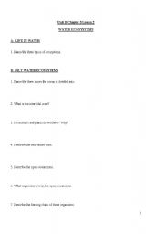 English worksheet: Water Ecosystems