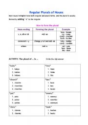 English Worksheet: Plural forms