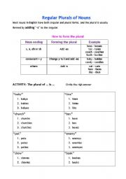 English worksheet: Plural forms