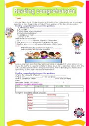 English Worksheet: Reading comprehension