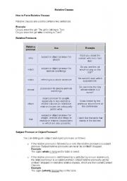 English worksheet: Relative Clauses 