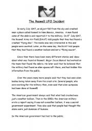 English Worksheet: The Roswell Incident