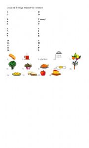 English Worksheet: Food Crossword