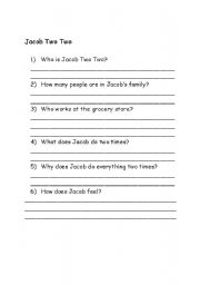 English worksheet: Jacob Two Two Review