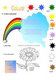 English Worksheet: Colours: Lets sing and learn!