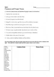 English Worksheet: Common and Proper Nouns Quiz