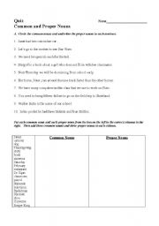 English worksheet: Common and Proper Nouns Quiz