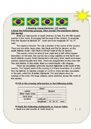English worksheet: Reading passage about Brazil 