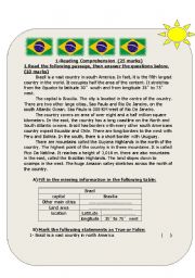 English Worksheet: Reading passage about Brazil 