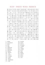 English Worksheet: body parts