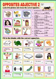 English Worksheet: Opposites Adjectives 2