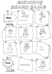 English Worksheet: CLOTHING BOARD GAME