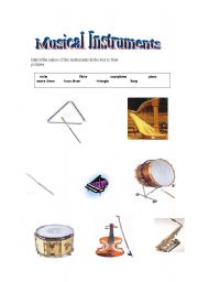 English Worksheet: musical instruments