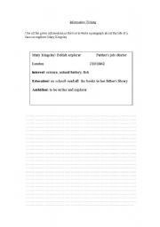 English worksheet: mary Kingsley 