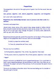 English Worksheet: Rules for Teaching Prepositions w/Worksheet 