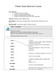 English Worksheet: Future Tense Interview Lesson