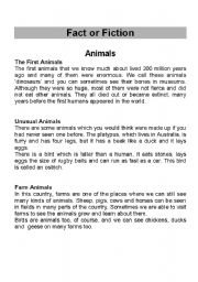 English Worksheet: Fiction and Non Fiction