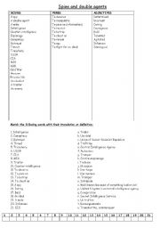 English Worksheet: Spies and Double agents. Vocabulary