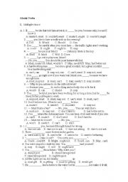 English Worksheet: modal verbs