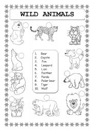 English Worksheet: ANIMALS: WILD ANIMALS