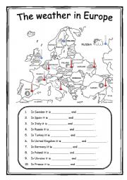 English Worksheet: The weather in Europe