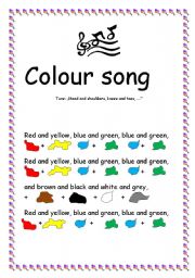 English Worksheet: Colour song + B/W