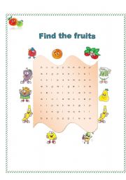 English Worksheet: fruits