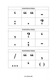 English Worksheet: Punctuation Bingo Cards