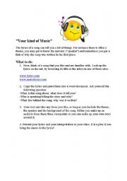 English Worksheet: Work with lyrics