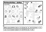 English Worksheet: Pictioactivities: clothes