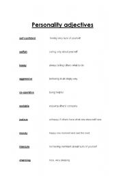 English worksheet: personality adjectives