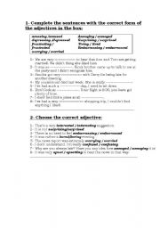 English Worksheet: ed/ing adjectives