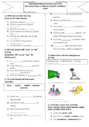 English Worksheet: 8th grade exam