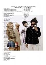 English Worksheet: TO BE (present simple), DAYS OF THE WEEK, POSSESSIVES, PERSONAL PRONOUNS -- multiple choice exercise - song: IVE GOT A FEELING by BLACK EYED PEAS 