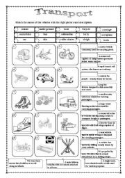 English Worksheet: Transport - matching exercise (editable)