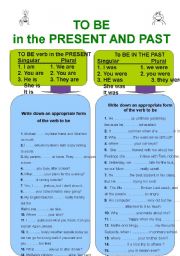 English Worksheet: TO BE- past and present