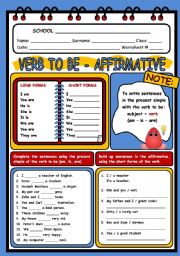 English Worksheet: VERB TO BE 3