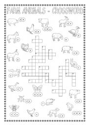 English Worksheet: FARM ANIMALS-CROSSWORD