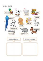 English Worksheet: Farm or zoo animal?