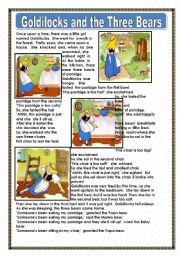 English Worksheet: GOLDILOCKS AND THE THREE BEARS