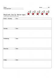 English Worksheet: Daily warm-up grid