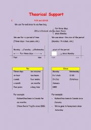 English Worksheet: For and Since