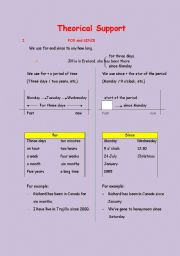 English worksheet: For and Since