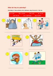 English Worksheet: What did they do yesterdat?