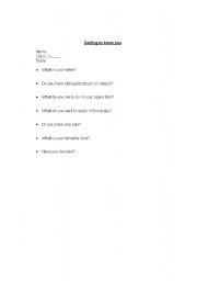 English Worksheet: Getting to know you!
