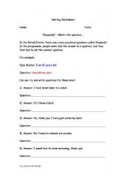 English worksheet: Jeopardy!